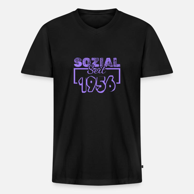 1956 - Männer Premium Bio T-Shirt mit V-Ausschnitt - Schwarz