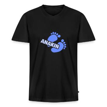 Bébé Anakin - T-shirt encolure en V Premium bio Homme - noir - Devant - Nico (187cm)