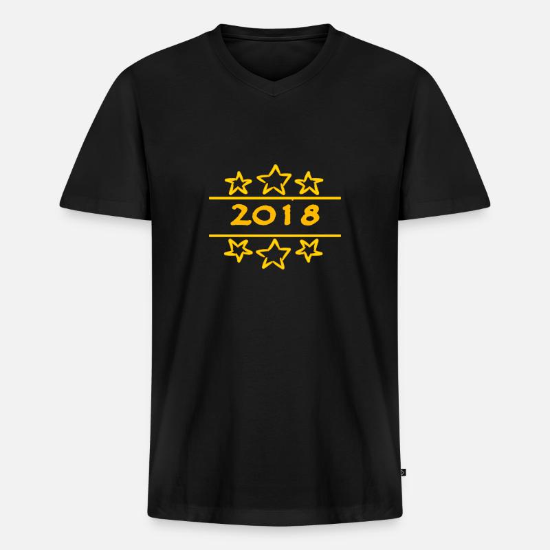 Witzig 2018 - Männer Premium Bio T-Shirt mit V-Ausschnitt - Schwarz