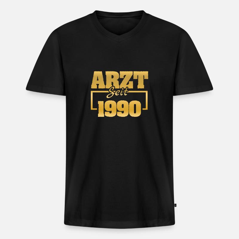 1990 - Männer Premium Bio T-Shirt mit V-Ausschnitt - Schwarz