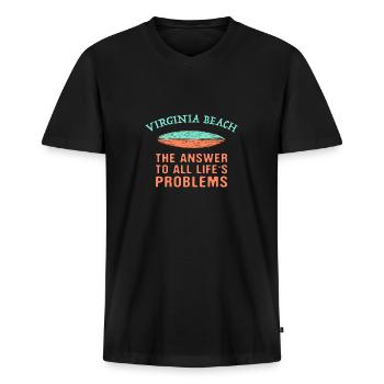 Virginia Beach Answer To All Life's Problems - Männer Premium Bio T-Shirt mit V-Ausschnitt - Schwarz - Vorne - Nico (187cm)