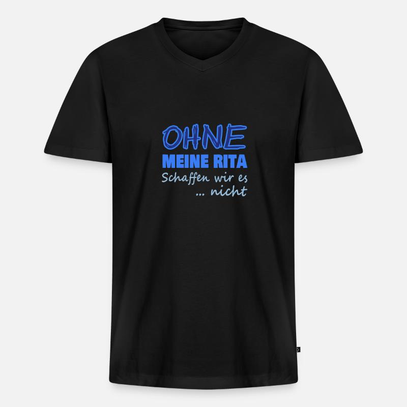 rita - Männer Premium Bio T-Shirt mit V-Ausschnitt - Schwarz