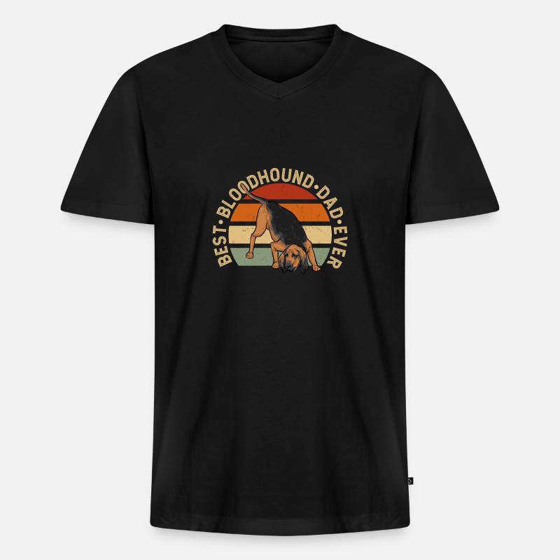 Bloodhound Hund Bluthund - Männer Premium Bio T-Shirt mit V-Ausschnitt - Schwarz