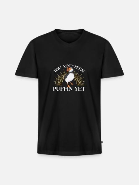 macareux macareux moines oiseaux Lunde - T-shirt encolure en V Premium bio Homme - noir