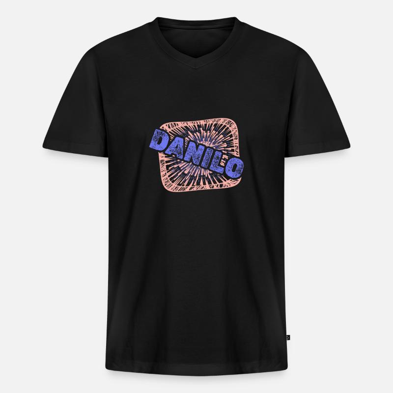 Danilo - Männer Premium Bio T-Shirt mit V-Ausschnitt - Schwarz