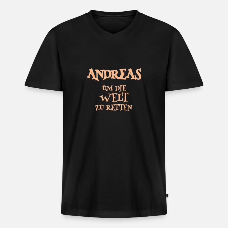 Helfer Andreas - Männer Premium Bio T-Shirt mit V-Ausschnitt - Schwarz