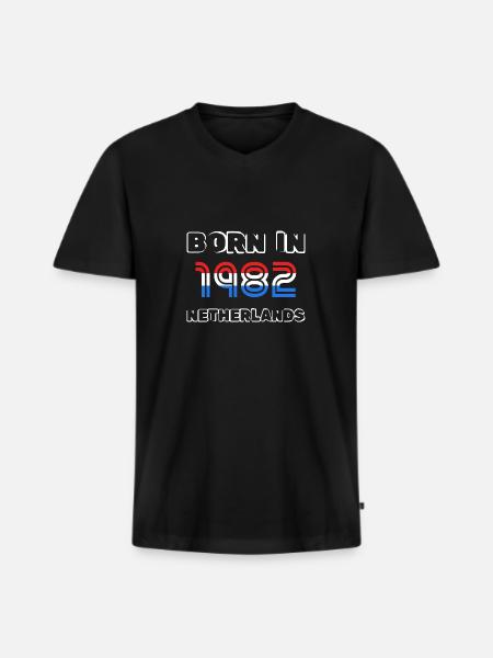 1982 - T-shirt encolure en V Premium bio Homme - noir