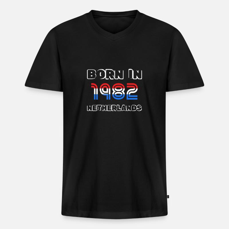 1982 - Männer Premium Bio T-Shirt mit V-Ausschnitt - Schwarz