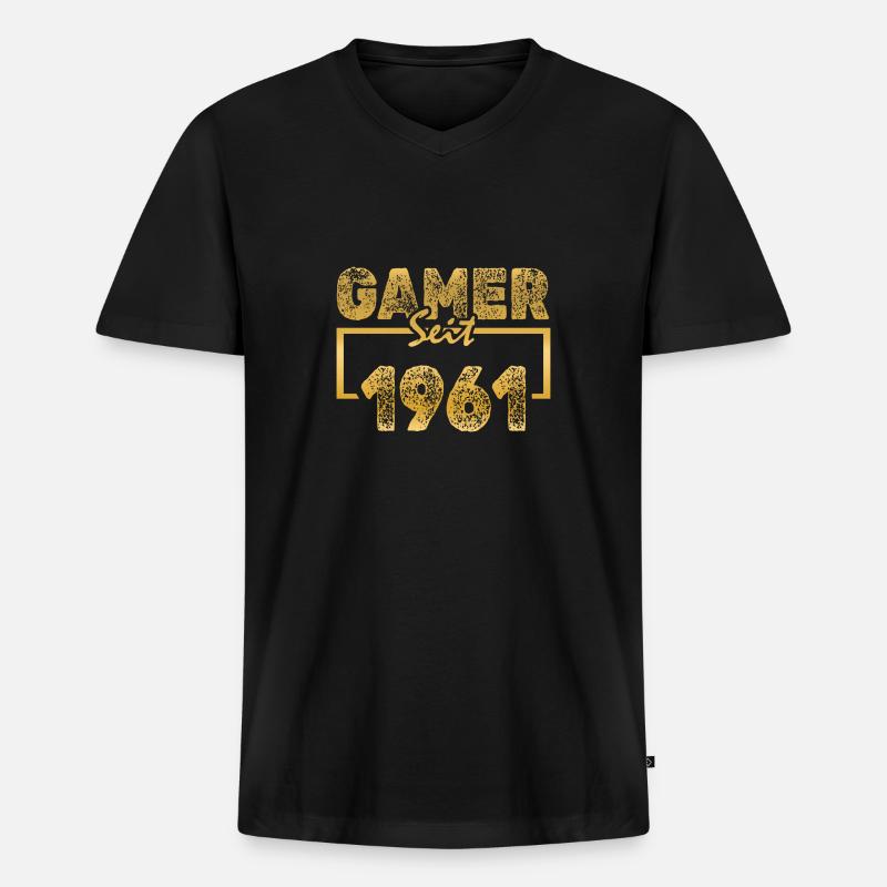 Daddeln 1961 - Männer Premium Bio T-Shirt mit V-Ausschnitt - Schwarz