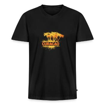 Party Curacao - Men's Premium Organic T-shirt with V-neck - black - Front - Nico (187cm)