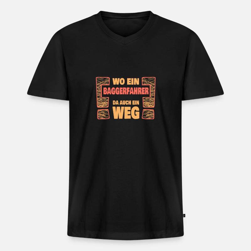 Spruch Baggerfahrer - Männer Premium Bio T-Shirt mit V-Ausschnitt - Schwarz
