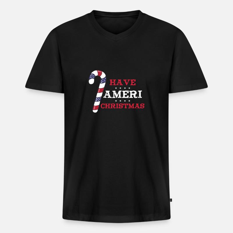 Have Ameri Christmas - Männer Premium Bio T-Shirt mit V-Ausschnitt - Schwarz