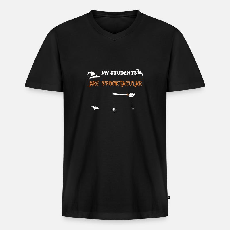 My Students are Spooktacular - Männer Premium Bio T-Shirt mit V-Ausschnitt - Schwarz