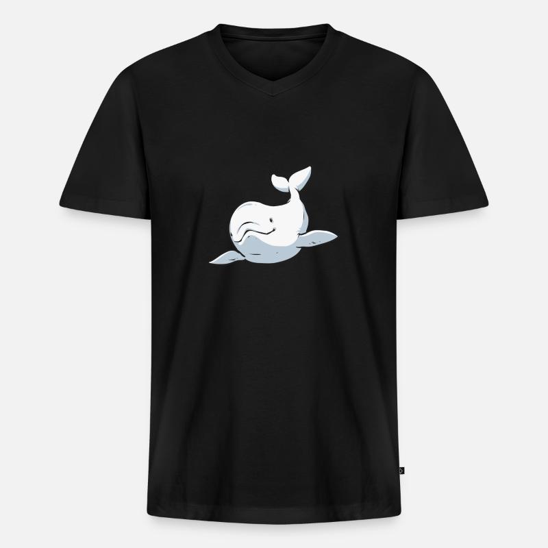 Weißwal Beluga Wal - Männer Premium Bio T-Shirt mit V-Ausschnitt - Schwarz