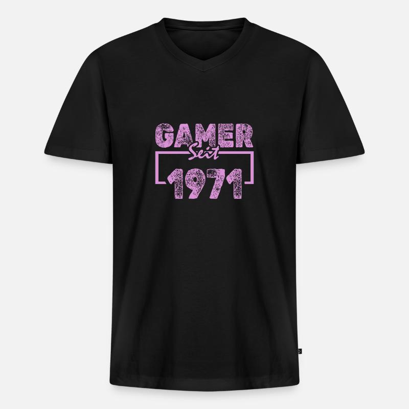 1971 - Männer Premium Bio T-Shirt mit V-Ausschnitt - Schwarz
