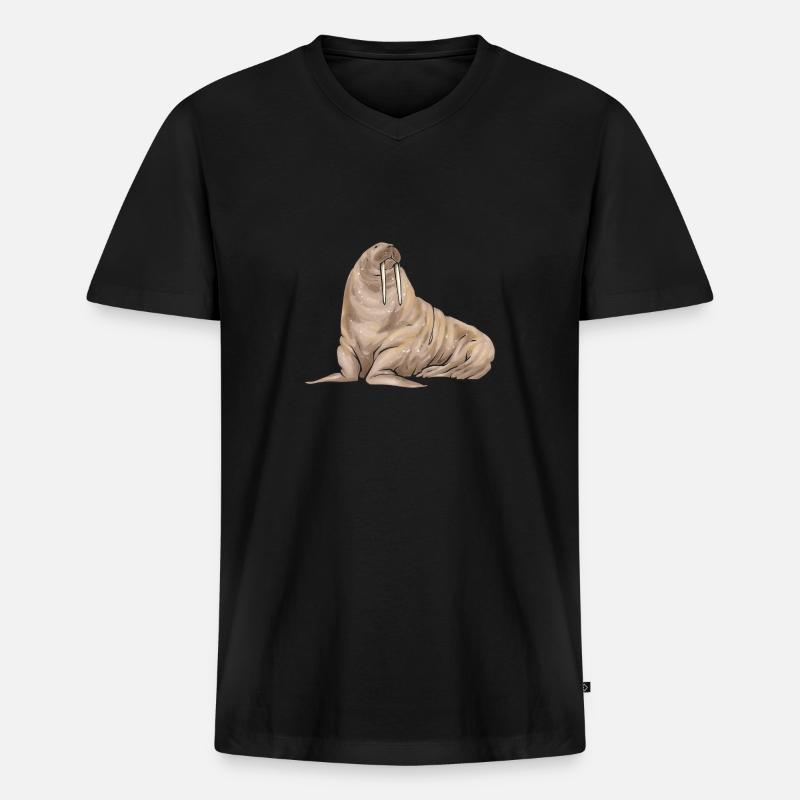 Walross - Männer Premium Bio T-Shirt mit V-Ausschnitt - Schwarz