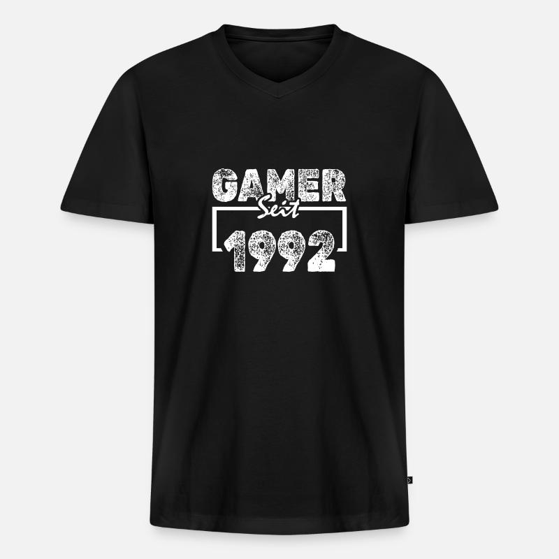 1992 - Männer Premium Bio T-Shirt mit V-Ausschnitt - Schwarz