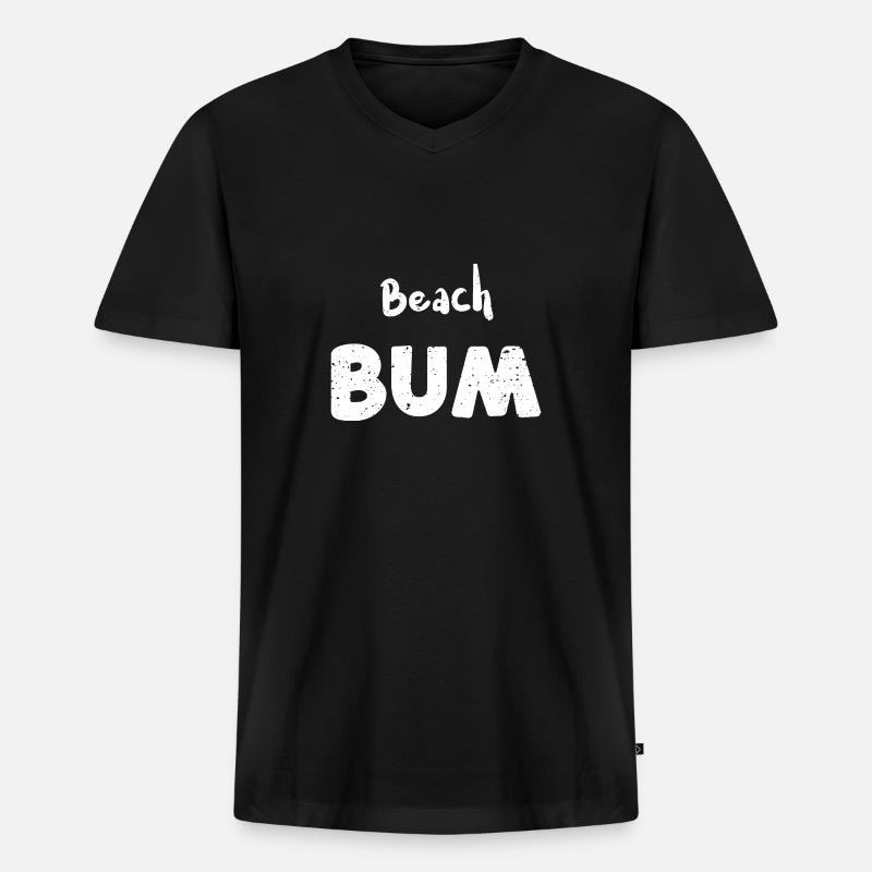 Beach Bum - Beach - Männer Premium Bio T-Shirt mit V-Ausschnitt - Schwarz