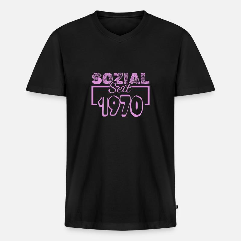 seit 1970 - Männer Premium Bio T-Shirt mit V-Ausschnitt - Schwarz