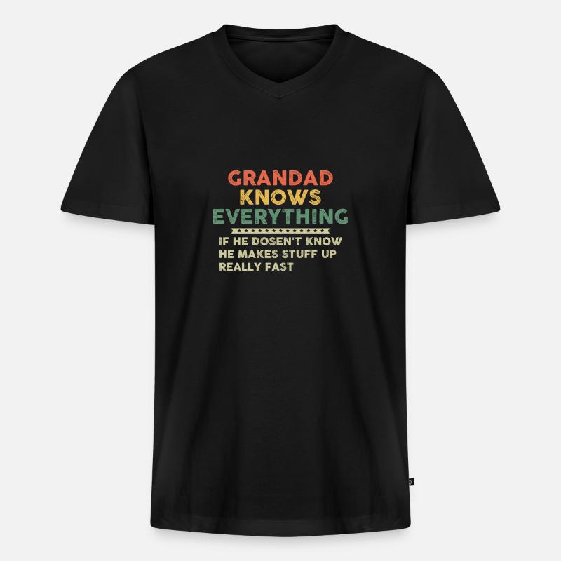 Grandad Knows Everything - Männer Premium Bio T-Shirt mit V-Ausschnitt - Schwarz