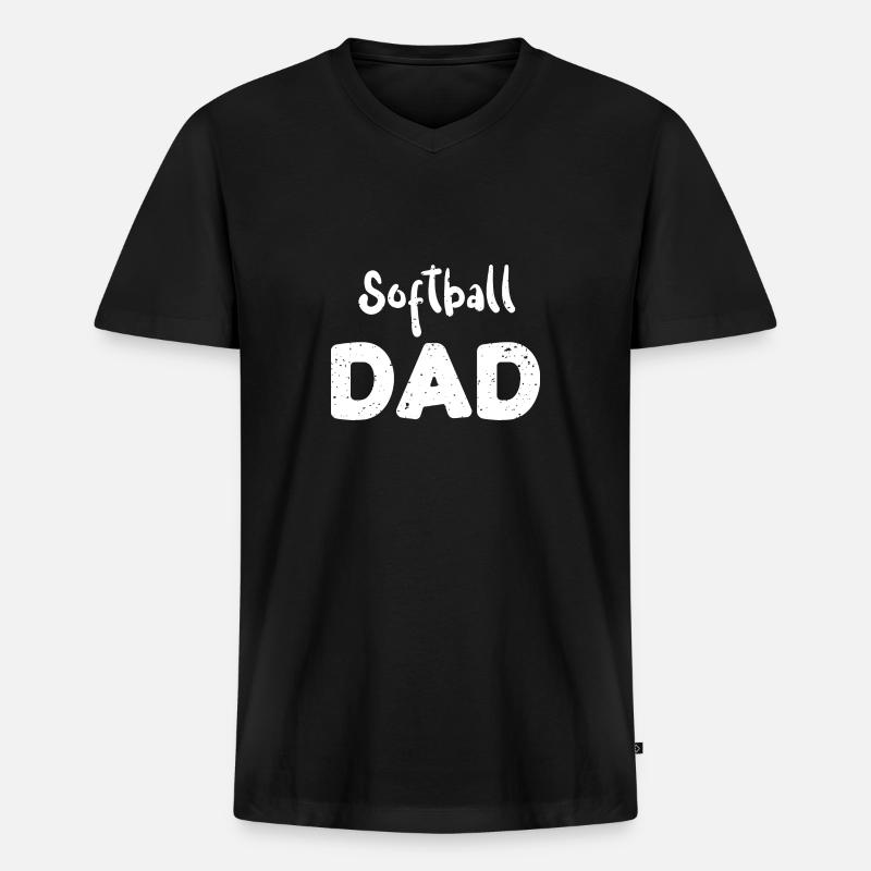 Softball Dad - Dad - Männer Premium Bio T-Shirt mit V-Ausschnitt - Schwarz
