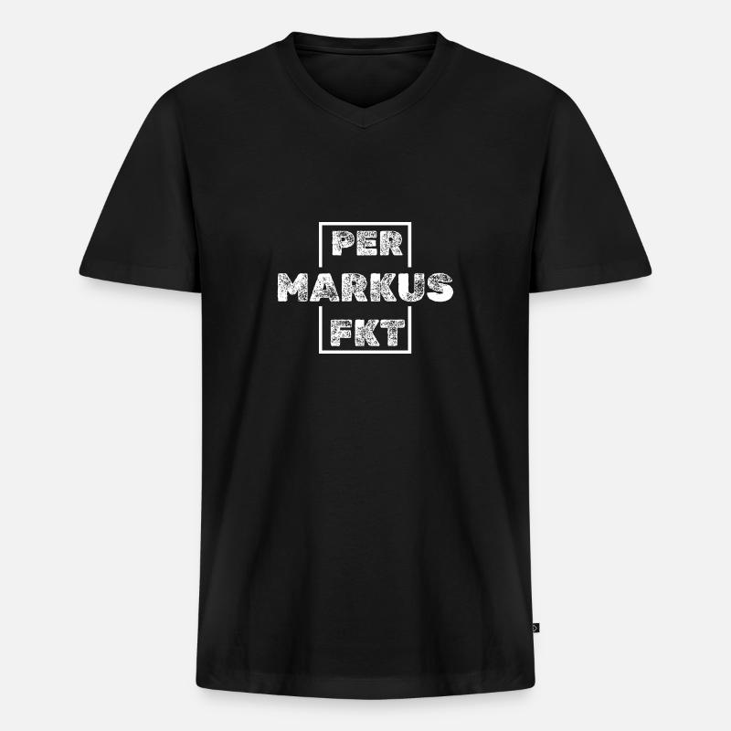 Markus - Männer Premium Bio T-Shirt mit V-Ausschnitt - Schwarz