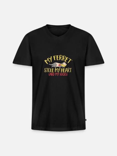 Frettchen Besitzer Frettchen - Männer Premium Bio T-Shirt mit V-Ausschnitt - Schwarz