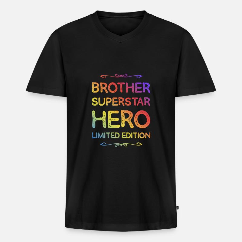 Bester Bruder Held Spruch - Männer Premium Bio T-Shirt mit V-Ausschnitt - Schwarz