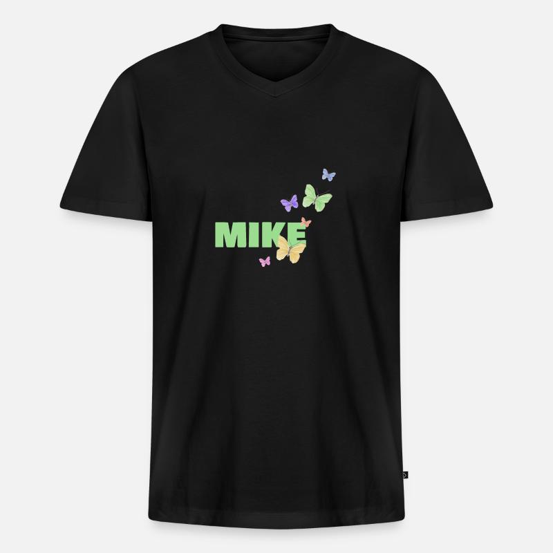 Vorname Mike - Männer Premium Bio T-Shirt mit V-Ausschnitt - Schwarz