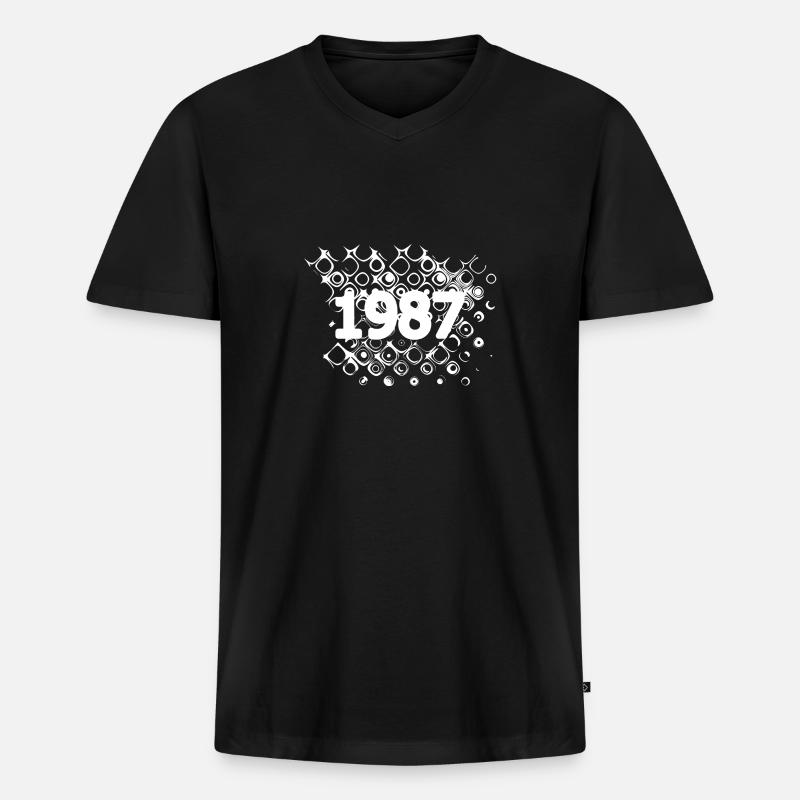 1987 1987 - Männer Premium Bio T-Shirt mit V-Ausschnitt - Schwarz