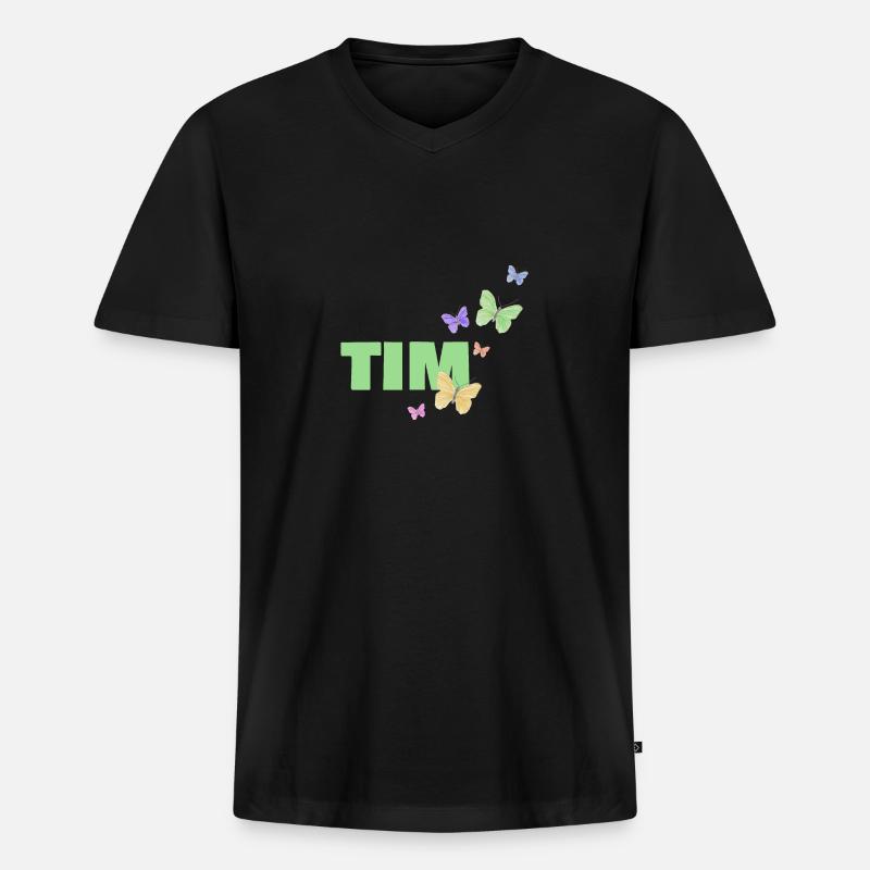 Tim - Männer Premium Bio T-Shirt mit V-Ausschnitt - Schwarz