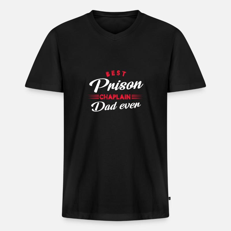 Best Prison Chaplain Dad ever - Männer Premium Bio T-Shirt mit V-Ausschnitt - Schwarz