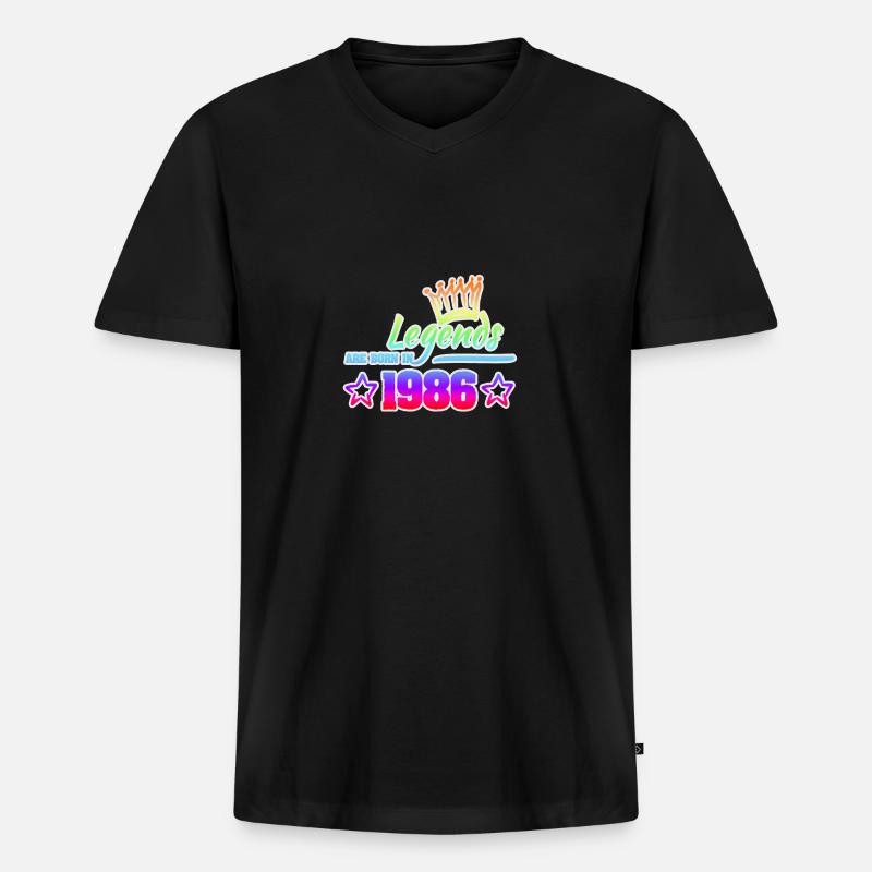 1986 - Männer Premium Bio T-Shirt mit V-Ausschnitt - Schwarz