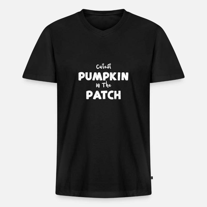 Cutest Pumpkin In The Patch - Männer Premium Bio T-Shirt mit V-Ausschnitt - Schwarz