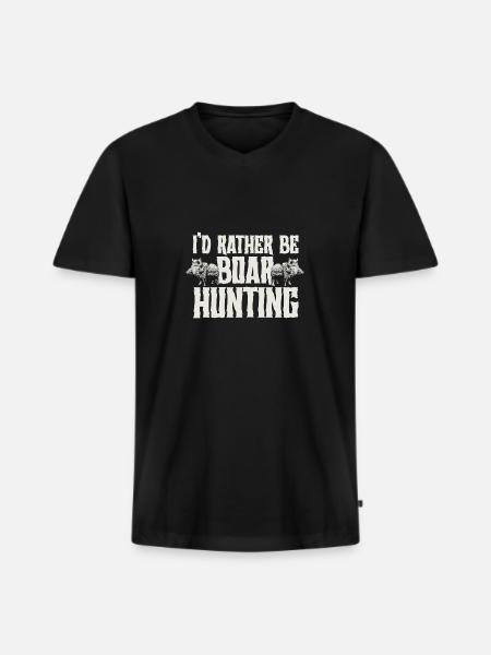 Wildschweinjagd Jäger Wildschwein - Männer Premium Bio T-Shirt mit V-Ausschnitt - Schwarz