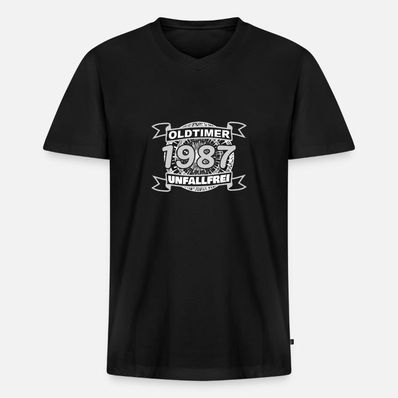 Oldtimer 1987 - Männer Premium Bio T-Shirt mit V-Ausschnitt - Schwarz