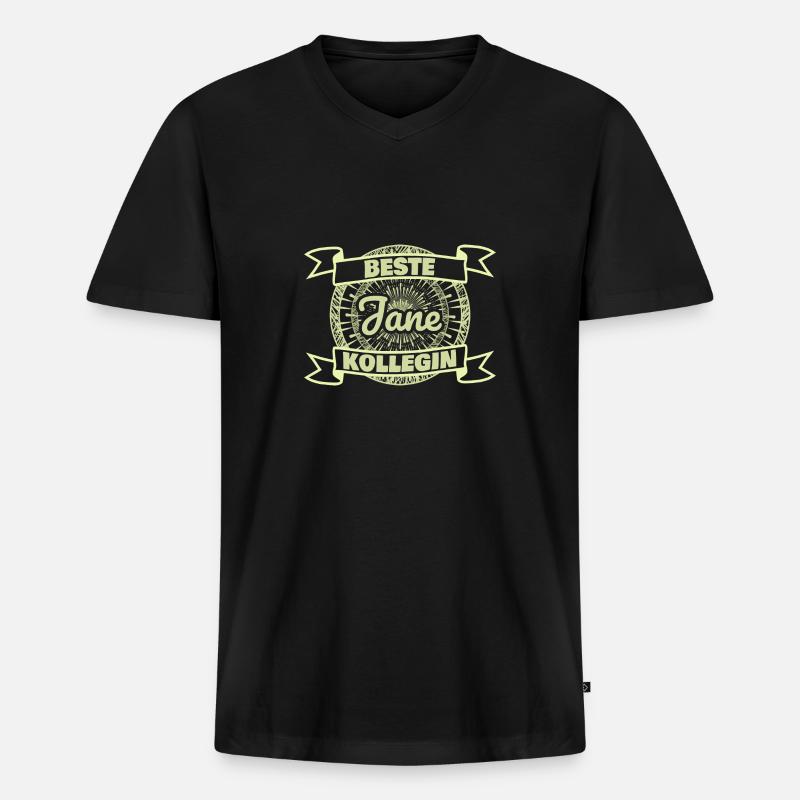 Arbeitskollegin Jane - Männer Premium Bio T-Shirt mit V-Ausschnitt - Schwarz