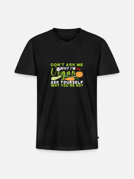 Vegan Fleischlos Tierlieb & Veganer - Männer Premium Bio T-Shirt mit V-Ausschnitt - Schwarz