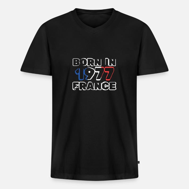 Frankreich 1977 - Männer Premium Bio T-Shirt mit V-Ausschnitt - Schwarz