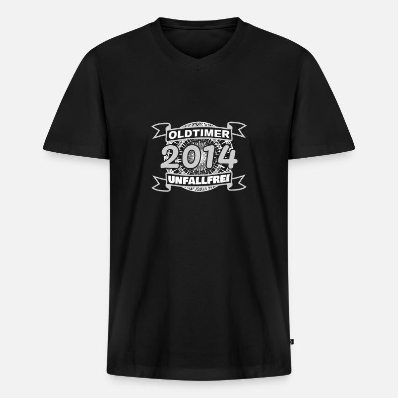 Oldtimer 2014 - Männer Premium Bio T-Shirt mit V-Ausschnitt - Schwarz