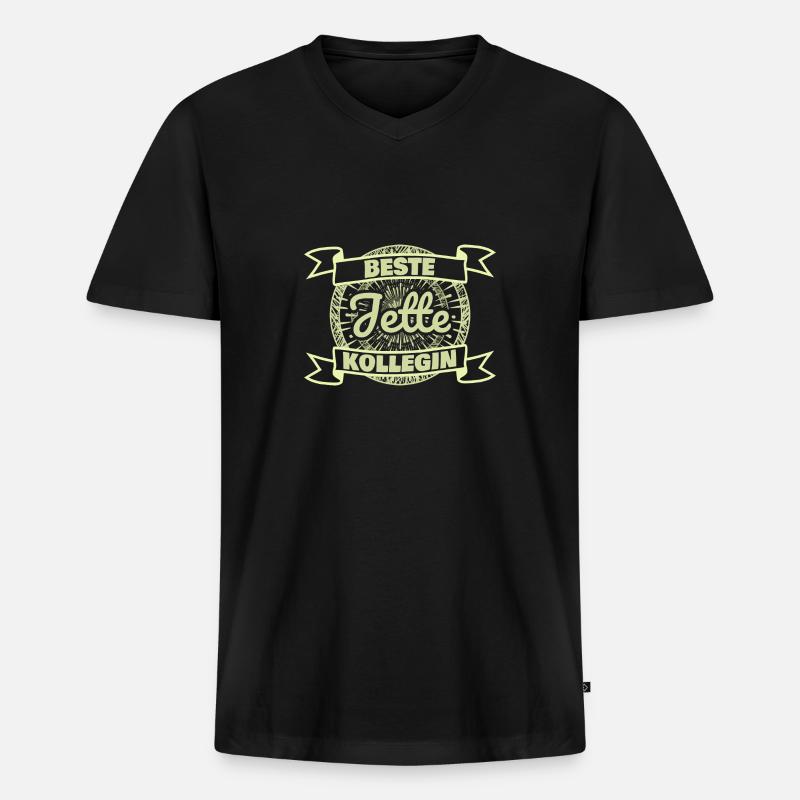 Jette - Männer Premium Bio T-Shirt mit V-Ausschnitt - Schwarz