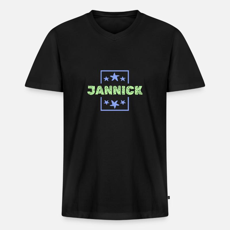 Jannick - Männer Premium Bio T-Shirt mit V-Ausschnitt - Schwarz