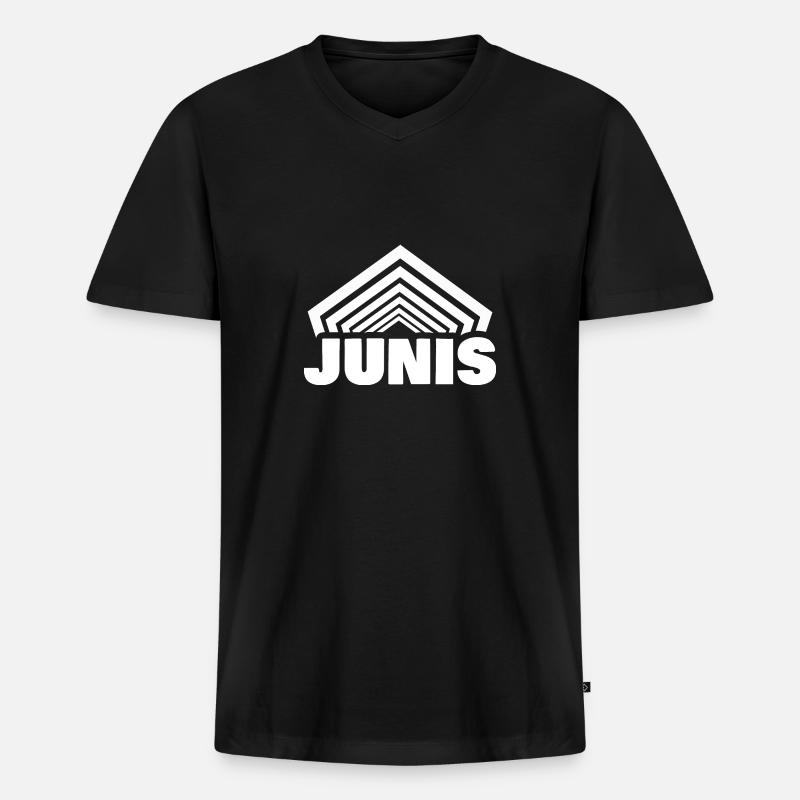 Vorname Junis - Männer Premium Bio T-Shirt mit V-Ausschnitt - Schwarz