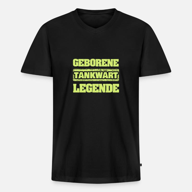 Beruf Tankwart - Männer Premium Bio T-Shirt mit V-Ausschnitt - Schwarz