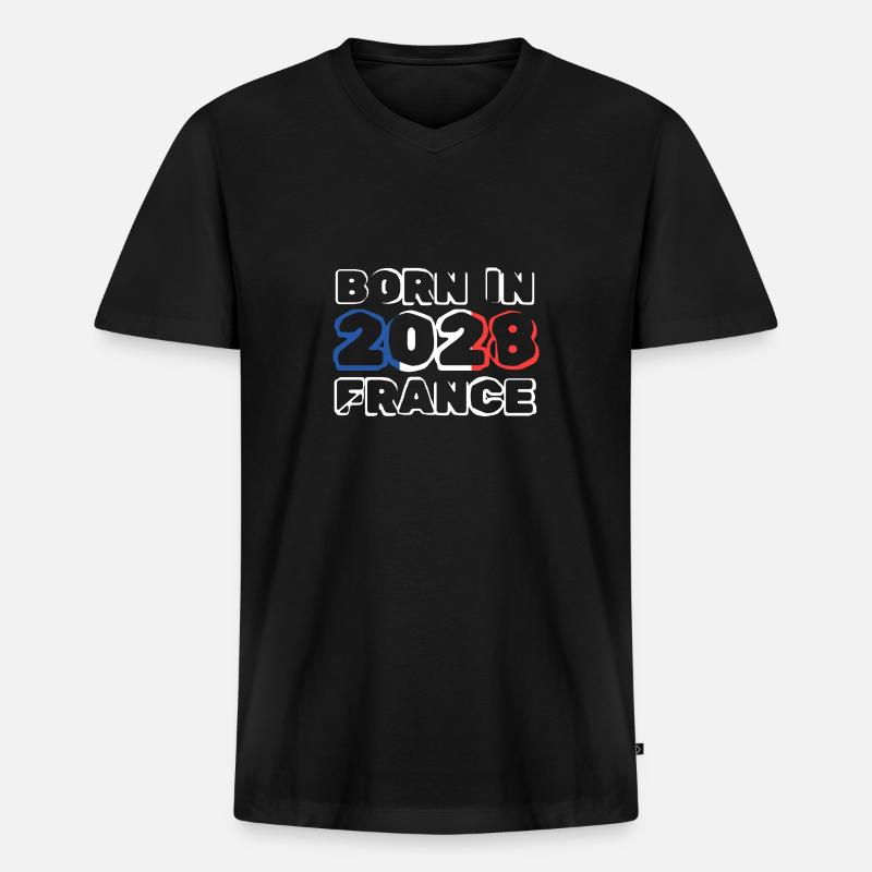 2028 - Männer Premium Bio T-Shirt mit V-Ausschnitt - Schwarz