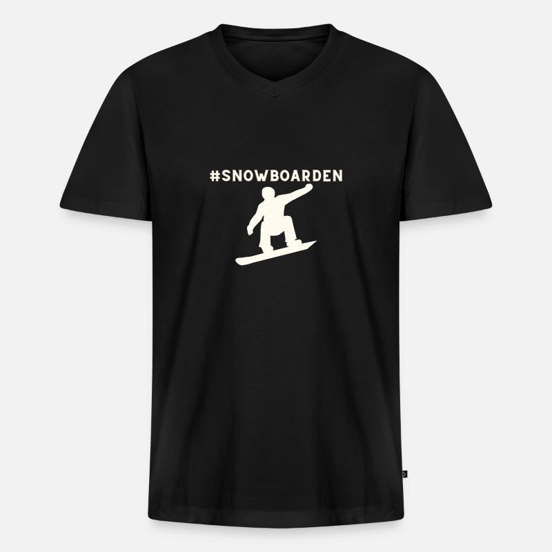 snowboarden - Männer Premium Bio T-Shirt mit V-Ausschnitt - Schwarz