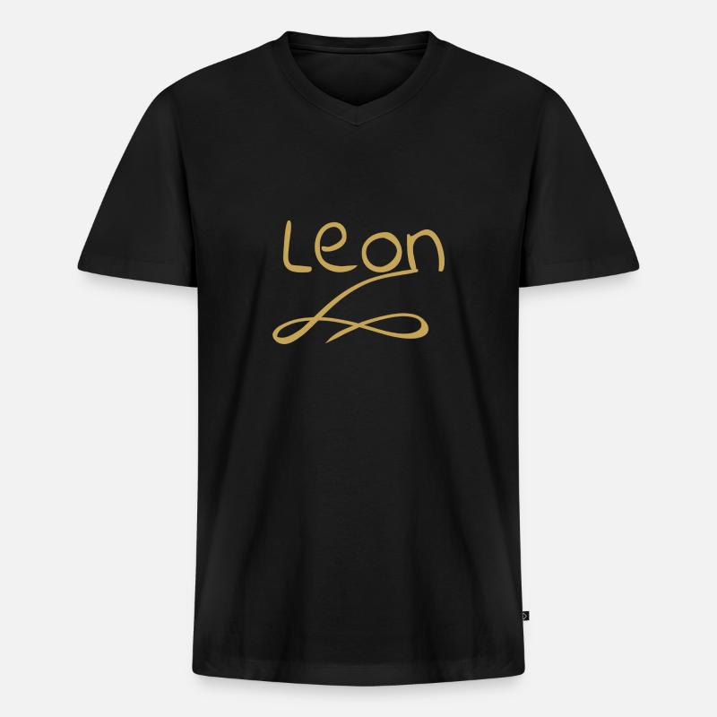 leon als leon - Männer Premium Bio T-Shirt mit V-Ausschnitt - Schwarz