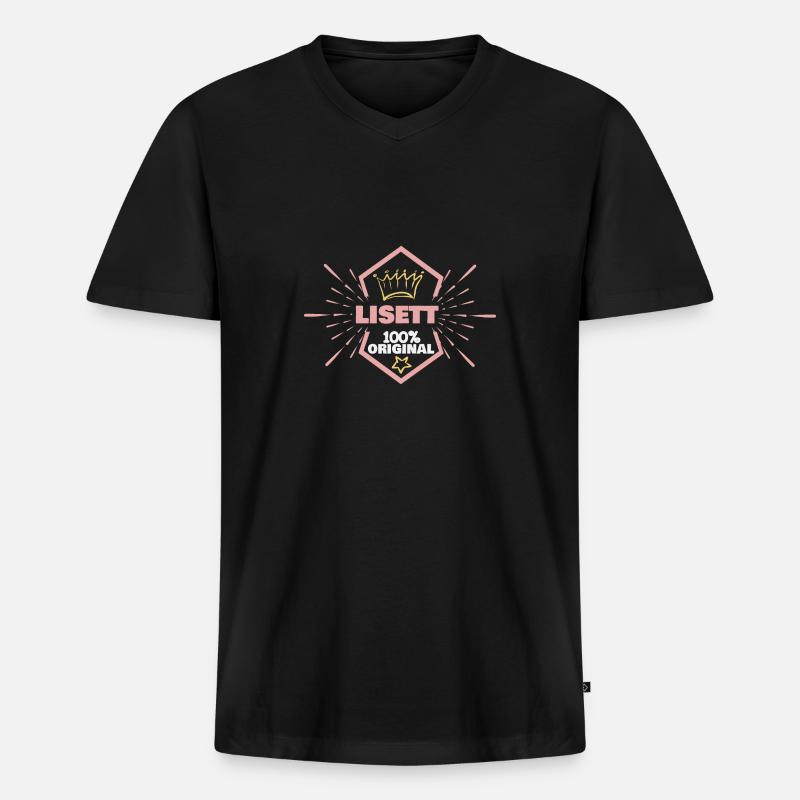 Lisett - Männer Premium Bio T-Shirt mit V-Ausschnitt - Schwarz