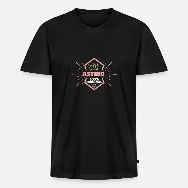 Astrid - Männer Premium Bio T-Shirt mit V-Ausschnitt - Schwarz