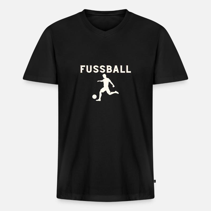 Fussball - Männer Premium Bio T-Shirt mit V-Ausschnitt - Schwarz
